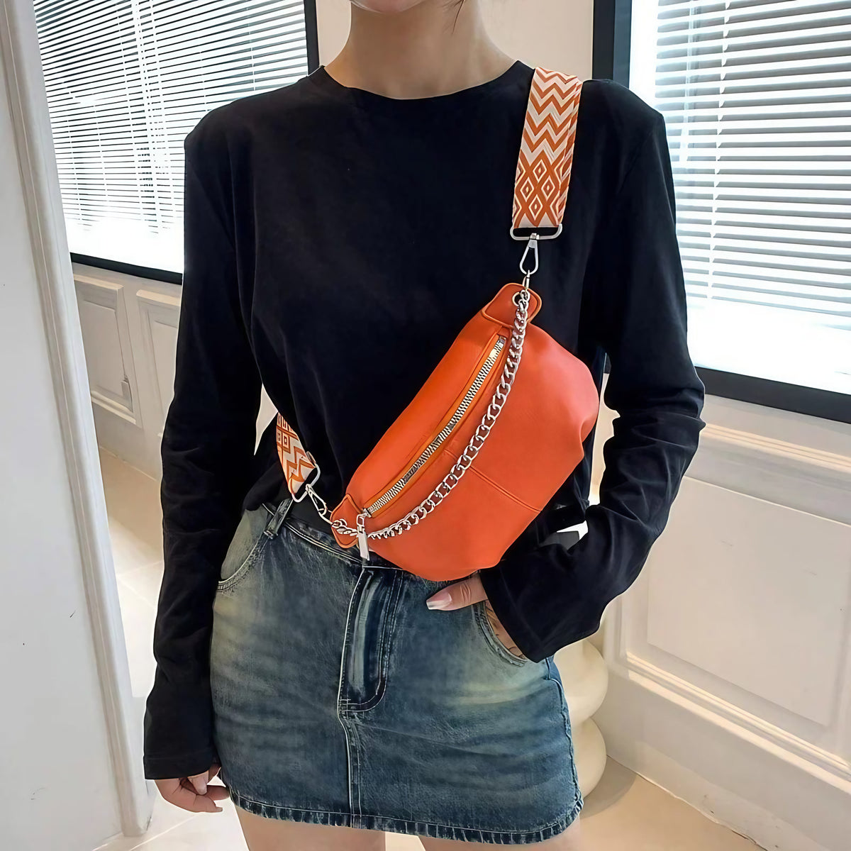 Sac banane femme en cuir souple avec poche arrière, quatre coloris