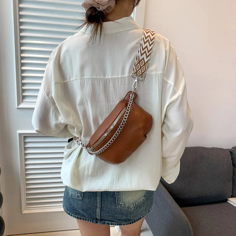 Sac banane femme en cuir souple avec poche arrière, quatre coloris