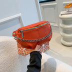 Sac banane femme en cuir souple avec poche arrière, quatre coloris, orange