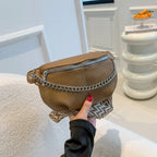 Sac banane femme en cuir souple avec poche arrière, quatre coloris, kaki