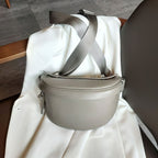 Sac banane femme en cuir à plusieurs poches, trois coloris, gris