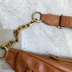 Sac banane femme en cuir marron, 30 x 15 cm
