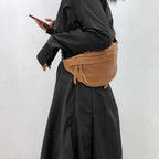 Sac banane femme en cuir marron, 30 x 15 cm