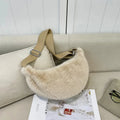 Sac banane femme en fausse fourrure, 25 x 13 cm, sept coloris, beige