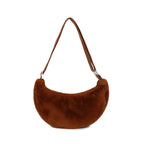 Sac banane femme en fausse fourrure, 25 x 13 cm, sept coloris, marron