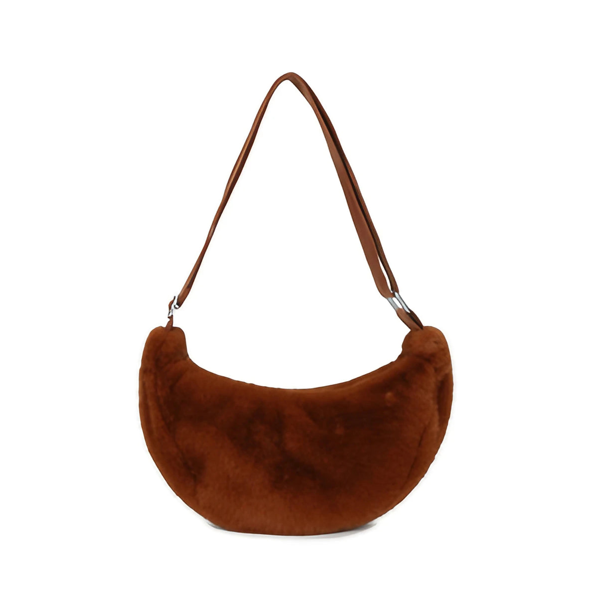 Sac banane femme en fausse fourrure, 25 x 13 cm, sept coloris, marron