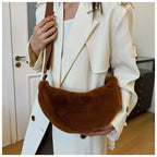 Sac banane femme en fausse fourrure, 25 x 13 cm, sept coloris