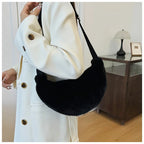 Sac banane femme en fausse fourrure, 25 x 13 cm, sept coloris
