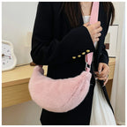 Sac banane femme en fausse fourrure, 25 x 13 cm, sept coloris
