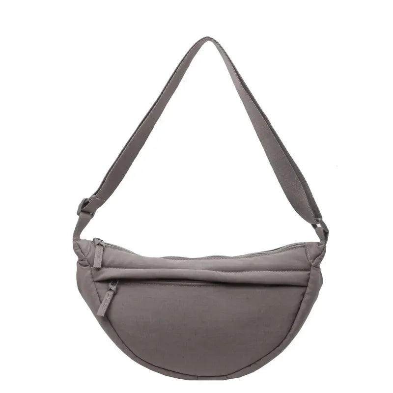 Sac banane femme en nylon, poche avant zippée, cinq coloris, gris