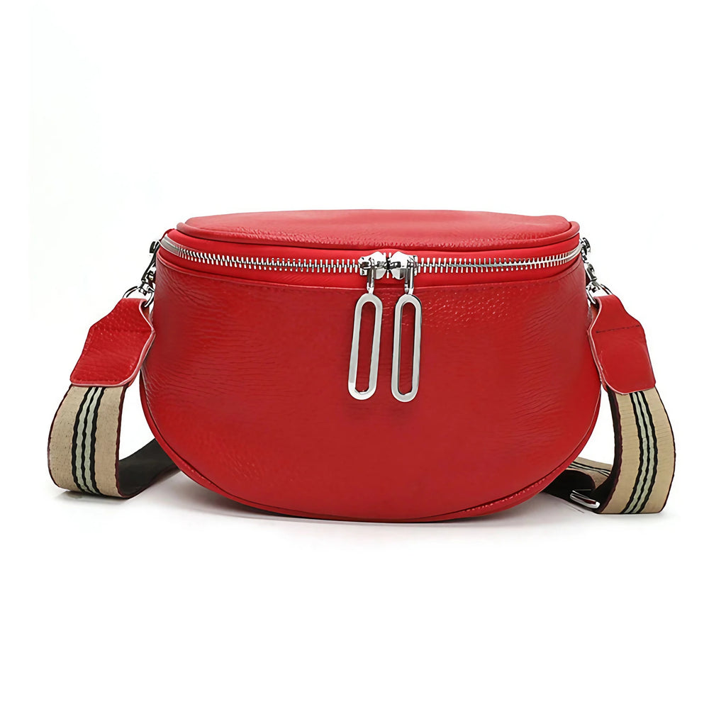 Sac banane femme en similicuir grainé, huit coloris, rouge