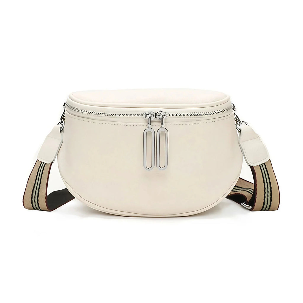 Sac banane femme en similicuir grainé, huit coloris, crème