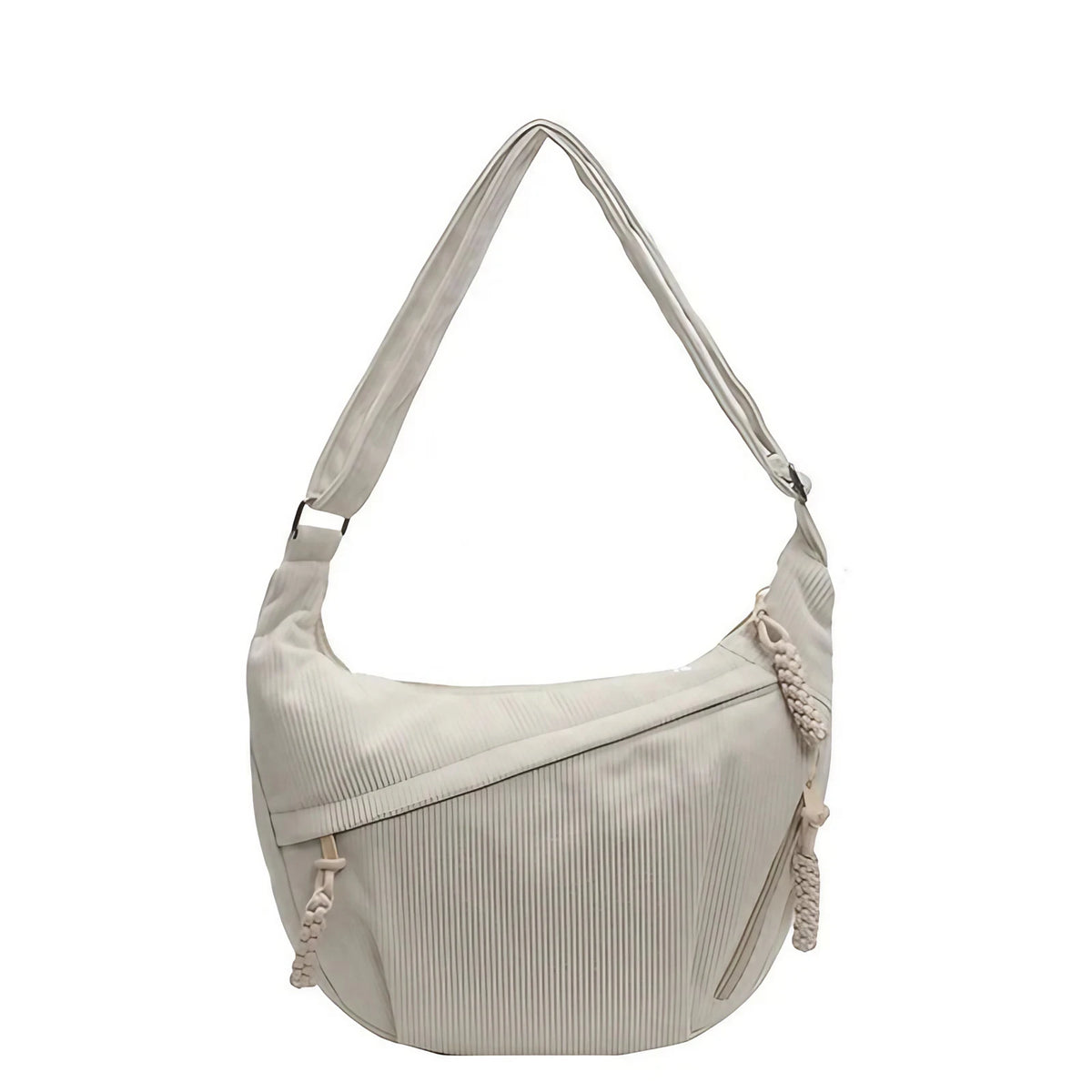 Sac banane femme souple à poche avant zippée, cinq coloris, écru