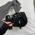 Sac banane femme en velours côtelé, trois poches zippées
