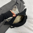 Sac banane femme en velours côtelé, trois poches zippées