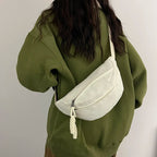 Sac banane femme en velours côtelé, trois poches zippées