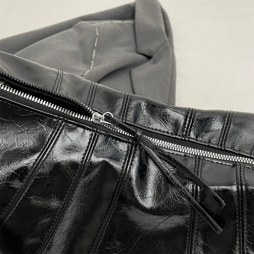 Grand sac banane femme en similicuir, forme croissant