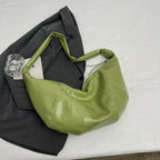 Grand sac banane femme en similicuir, forme croissant, vert