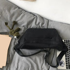 Sac banane femme en toile, grand format, trois poches zippées, noir
