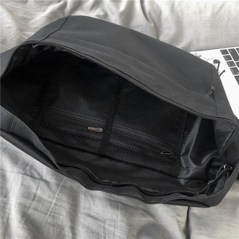 Sac banane femme en toile, grand format, trois poches zippées