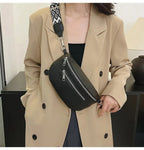 Petit sac banane femme en similicuir, attaches dorées