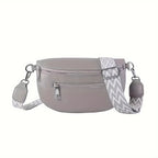Petit sac banane femme en similicuir, attaches dorées, gris