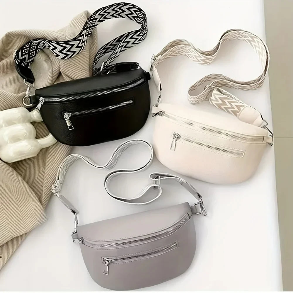 Petit sac banane femme en similicuir, attaches dorées