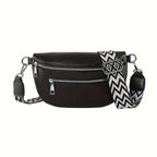 Petit sac banane femme en similicuir, attaches dorées, noir
