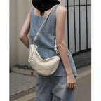 Sac banane femme en cuir, sangle à nœud coulissant, 25 x 15 cm