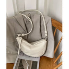 Sac banane femme en cuir, sangle à nœud coulissant, 25 x 15 cm, écru