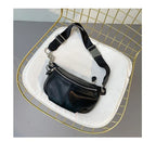 Sac banane femme en similicuir noir, sangle à maillons
