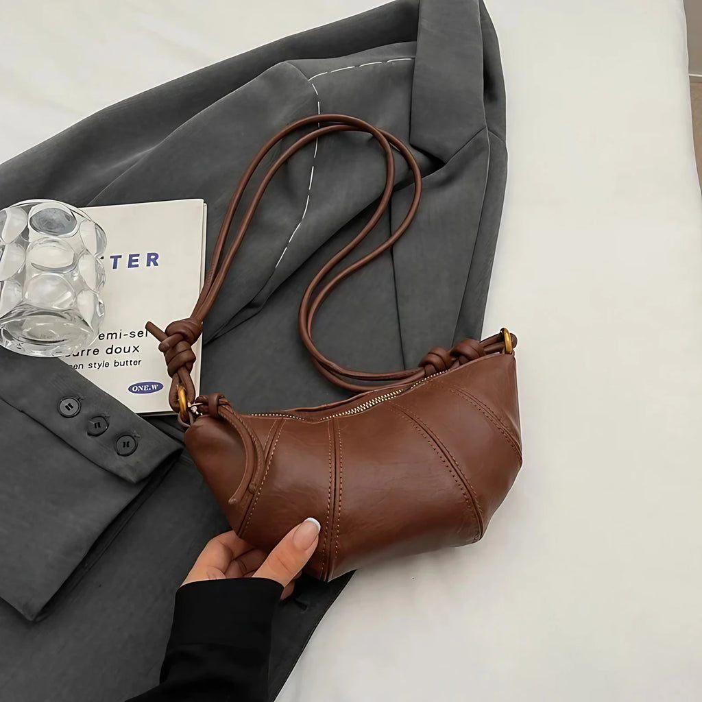 Sac banane femme en similicuir, sangle réglable, trois coloris, marron