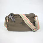Sac banane femme en nylon imperméable, quatre poches zippées, gris