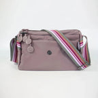 Sac banane femme en nylon imperméable, quatre poches zippées, violet clair