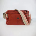 Sac banane femme en nylon imperméable, quatre poches zippées, rouge foncé