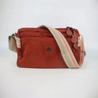 Sac banane femme en nylon imperméable, quatre poches zippées, rouge foncé