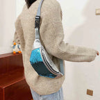 Sac banane femme à sequins, similicuir, argenté ou bleu