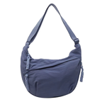 Grand sac banane femme, cinq poches dont quatre zippées, bleu