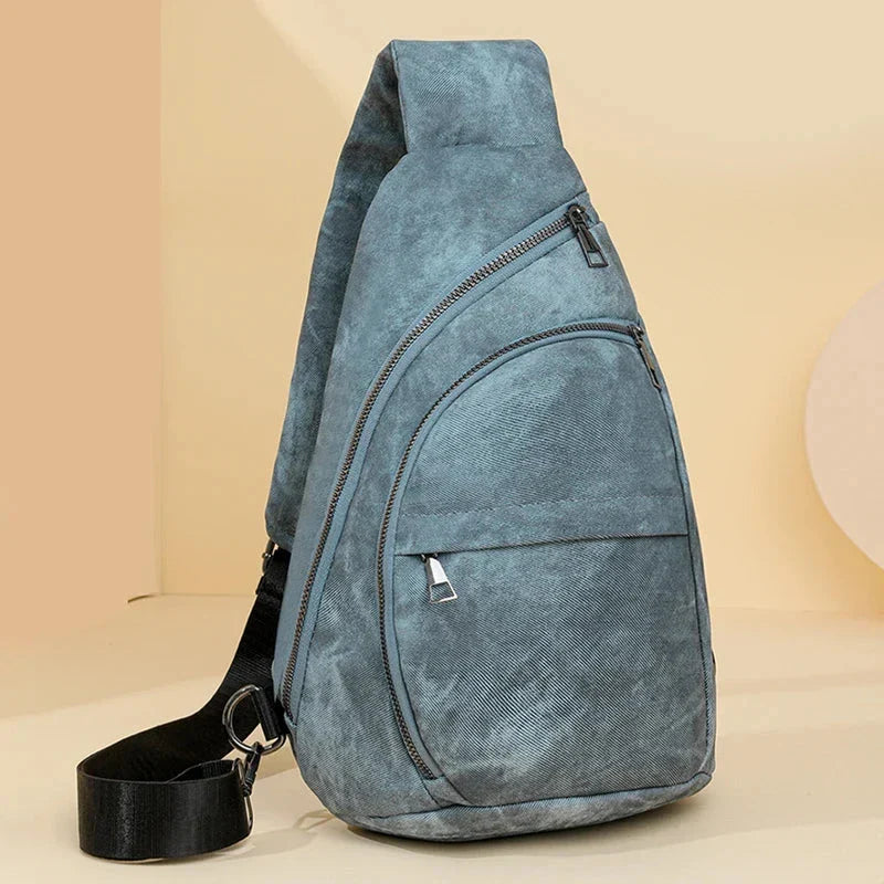 Sac banane femme rétro en similicuir, six coloris, bleu