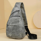 Sac banane femme rétro en similicuir, six coloris, gris