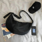 Grand sac banane en nylon, 50 x 26 cm, sangle ajustable, noir