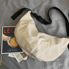 Grand sac banane en nylon, 50 x 26 cm, sangle ajustable, beige