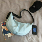Grand sac banane en nylon, 50 x 26 cm, sangle ajustable, bleu