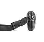 Sac banane homme en cuir noir à compartiments, porté main ou taille