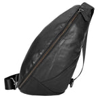Sac banane homme en cuir noir, 36 cm, plusieurs compartiments