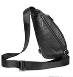 Sac banane homme en cuir noir, 36 cm, plusieurs compartiments