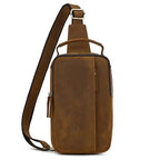 Sac banane homme en cuir à compartiments, café foncé ou marron, marron