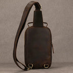 Sac banane homme en cuir à compartiments, café foncé ou marron