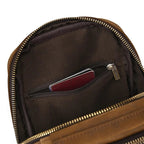 Sac banane homme en cuir à compartiments, café foncé ou marron
