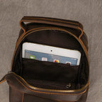 Sac banane homme en cuir à compartiments, café foncé ou marron